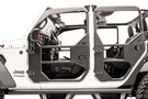 Open doors of a Fab Fours JL1030-1 Jeep Gladiator, showcasing the full surround front tube door design.