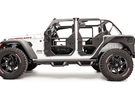 Open doors of a Fab Fours JL1030-1 Jeep Gladiator, showcasing the full surround front tube door design.