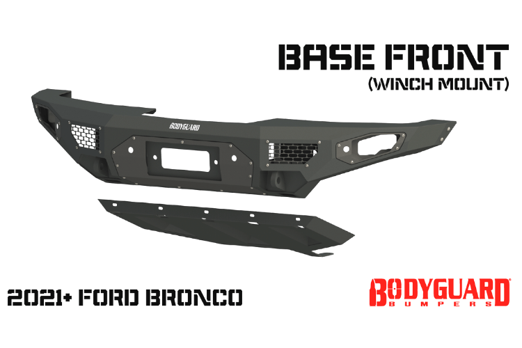 Bodyguard LAF21MYB Ford Bronco 2021-2024 Base Front Bumper Winch Ready Sensor Bare Metal