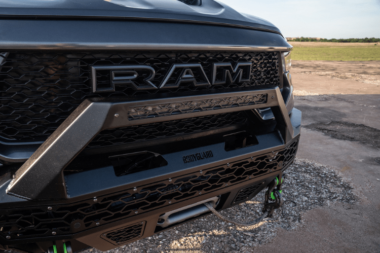 Bodyguard LBR21LYT Dodge Ram 1500 TRX 2021-2024 Freedom Series Baja Front Bumper Winch Ready Sensor Textured Black Powdercoat