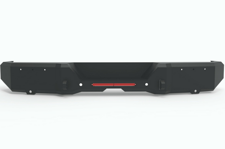 Aftermarket bumper Magnum Raptor RBM45JPN for 2018–2025 Jeep Wrangler JL, with sensor holes and back bumper upgrade.