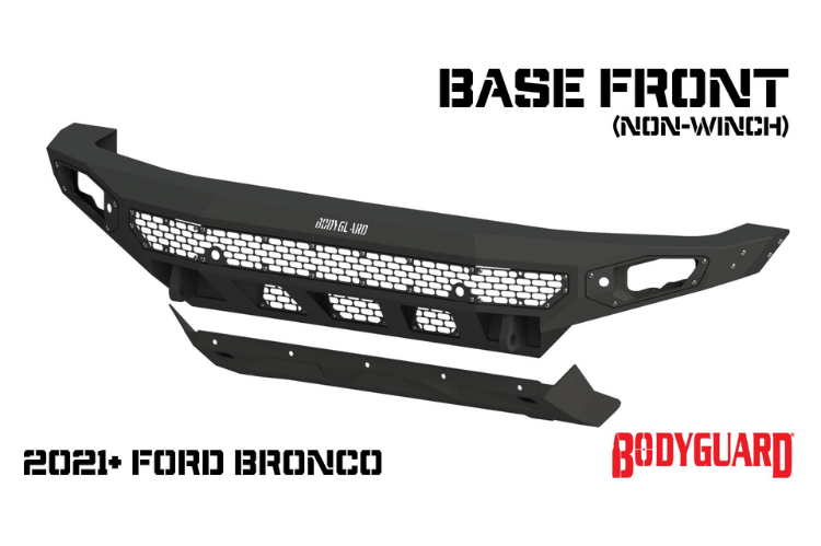 Bodyguard NAF21MYT Ford Bronco 2021-2025 Base Front Bumper Low Profile Non-Winch Sensor Textured Black Powdercoat
