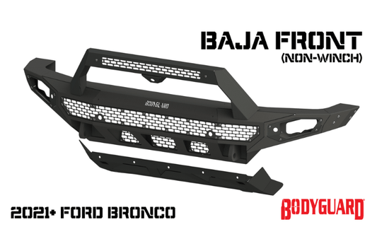Bodyguard NBF21MYB Ford Bronco 2021-2025 Baja Front Bumper Low Profile Non-Winch Sensor Bare Metal