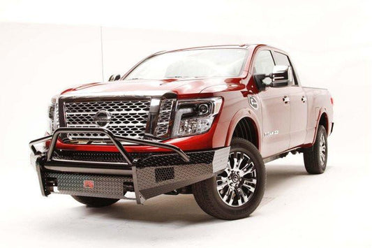 Fab Fours NT16-K3762-1 Nissan Titan XD 2016-2024 Black Steel Front Bumper Pre-Runner Guard with Tow Hooks