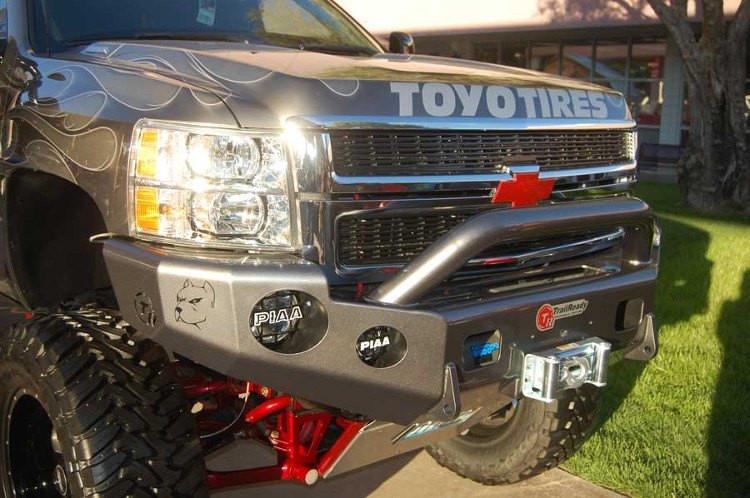 TrailReady 10702P Chevy Silverado 1500 2007.5-2013 Extreme Duty Front Bumper Winch Ready with Pre-Runner Guard - BumperOnly