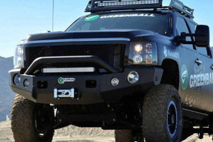 TrailReady 10715P Chevy Silverado 2500/3500 2011-2014 Extreme Duty Front Bumper Winch Ready with Pre-Runner Guard - BumperOnly