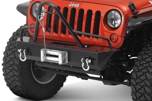 Warrior 59755 Jeep Wrangler JK 2007-2019 Rock Crawler Front Bumper Winch Ready Stubby With Stinger Brush Guard