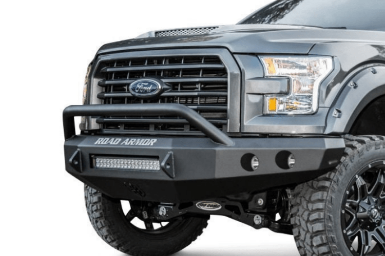Road Armor 66134Z-NW 2009-2014 Ford F150 Stealth Front Non-Winch Bumper Pre-Runner Style, Raw Finish and Round Fog Light Hole