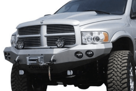 Road Armor 44040B 2003-2005 Dodge Ram 2500/3500 Stealth Front Winch Ready Bumper No Guard, Black Finish and Round Fog Light Hole