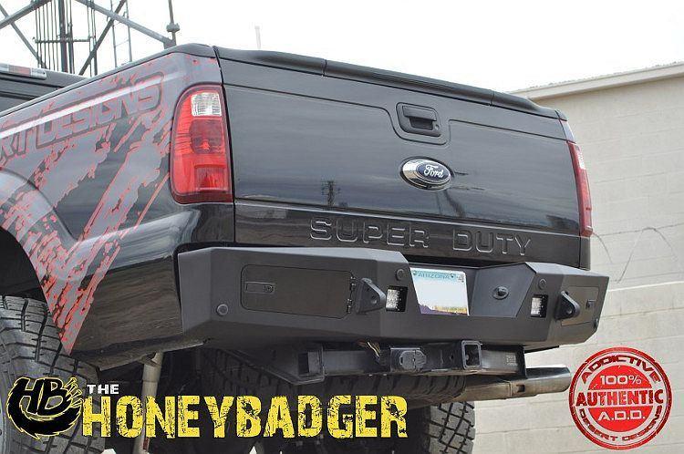 ADD R097301280103 1999 - 2016 Ford F-250/350 HoneyBadger Rear Bumper With Lockable Storage Space And Backup Sensor Cutout - BumperOnly