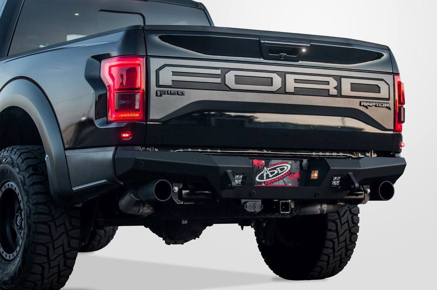 ADD R117321370103 2017-2020 Ford F150 Raptor Honeybadger Rear Bumper with Tow Hooks, Backup Sensors and Dually Mounts