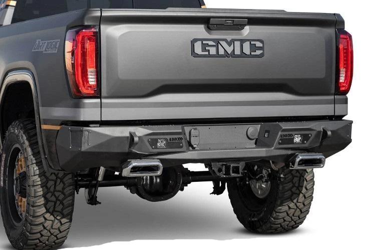 ADD R441081280103 GMC Sierra 1500 2019-2022 Stealth Fighter Rear Bumper with Exhaust Tips Blindspots