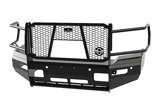 Heavy-duty Ranch Hand Summit bumper FSD191BL1C with sensor cutouts for Ram