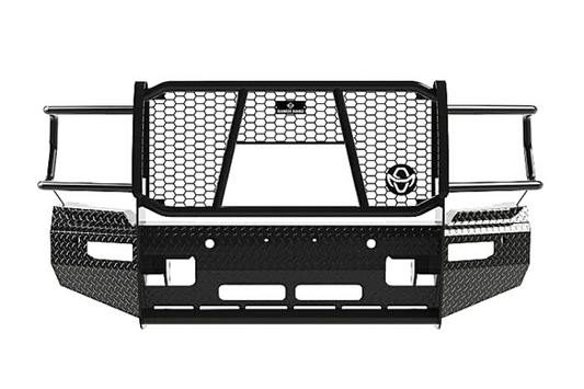 Heavy-duty Ranch Hand Summit bumper FSD191BL1C with sensor cutouts for Ram
