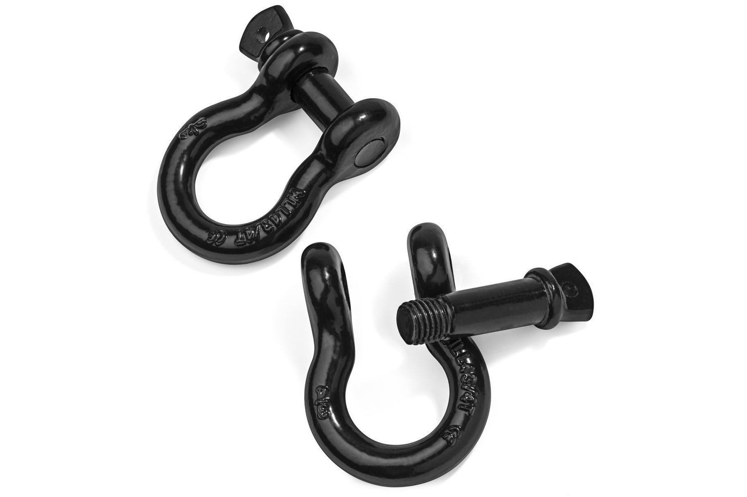 3/4" Shackles - 2 Pack - Anti Rust Black Powder Coat - Rugged 4.75 Ton (9,500 Lbs) Capacity - Heavy Duty D Ring for Vehicle Recovery, Towing, Stump Removal, & More - Accessory for Jeeps & Trucks - BumperOnly