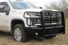 Front end bumper replacement Steelcraft HD10447RC for Silverado HD trucks, steel bumper with grille and deer guard features.