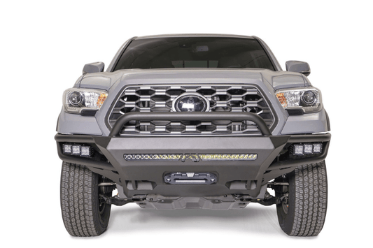 The Fab Fours TB16-02-1 Ultra Light Hybrid Front Bumper for 2016-2023 Toyota Tacoma is winch ready and features a pre-runner guard