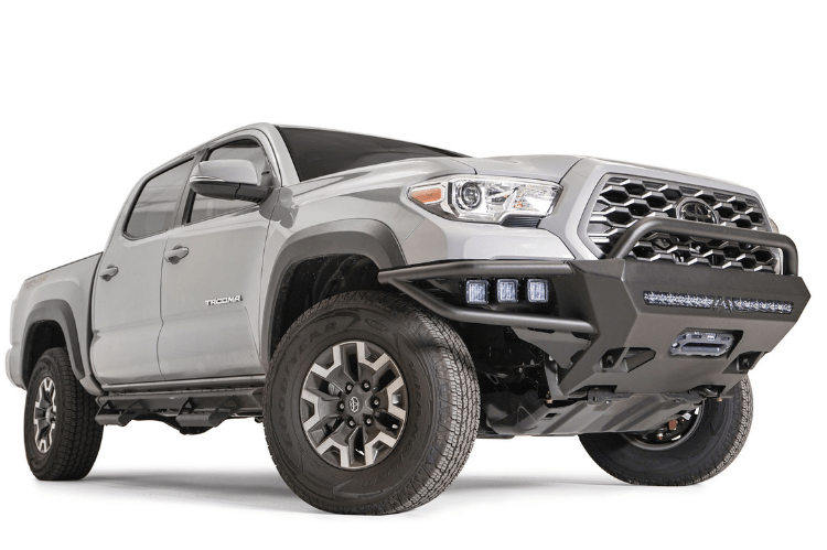 The Fab Fours TB16-02-1 Ultra Light Hybrid Front Bumper for 2016-2023 Toyota Tacoma is winch ready and features a pre-runner guard