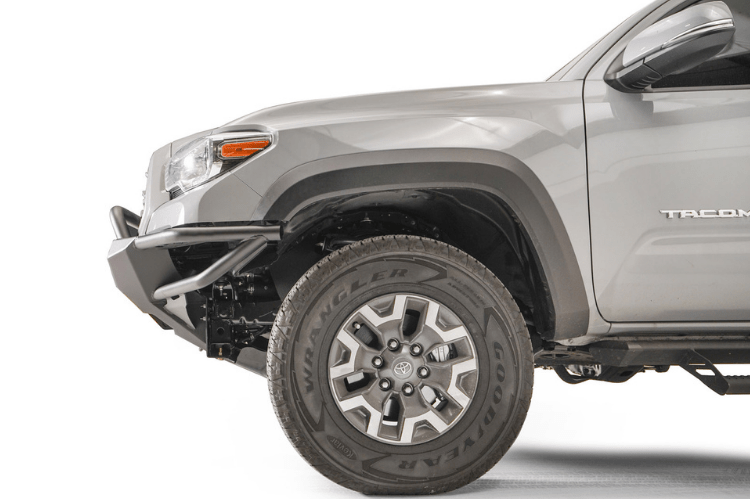 The Fab Fours TB16-02-1 Ultra Light Hybrid Front Bumper for 2016-2023 Toyota Tacoma is winch ready and features a pre-runner guard