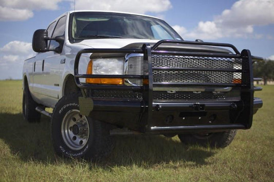 Tough Country Ford F450/F550 Superduty 1999-2004 Front Bumper Expanded Metal without Tow Hooks,  Gloss Black Powder Coat Finish TFR0200F