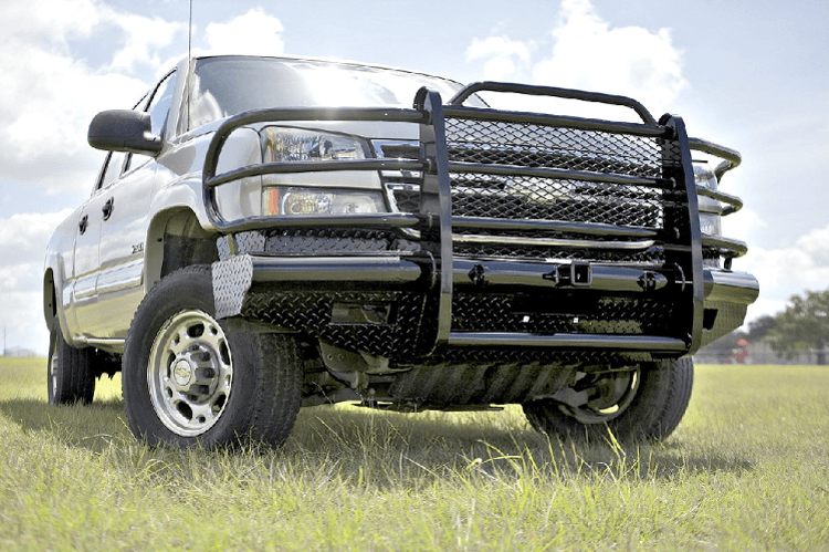 Tough Country Chevy Silverado 2500/3500 2003-2007 Front Bumper (Classic Body Style) Expanded Metal without Tow Hooks,  Gloss Black Powder Coat Finish TFR0215CLRESM