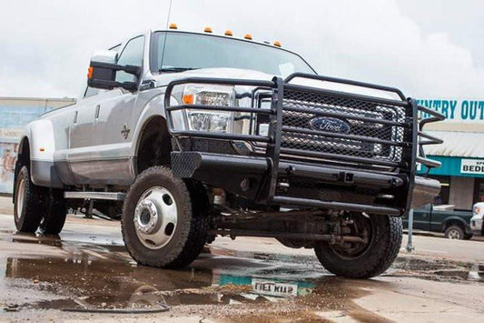 Tough Country Ford F250/F350 Superduty 2011-2015 Front Bumper with Expanded Metal and Tow Hooks,  Gloss Black Powder Coat Finish TFR2011FLRESM