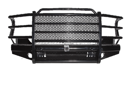 Tough Country Chevy Silverado 2500/3500 2015-2018 Front Bumper Winch Ready with Expanded Metal and Tow Hooks,  Gloss Black Powder Coat Finish TFR3415CLREW