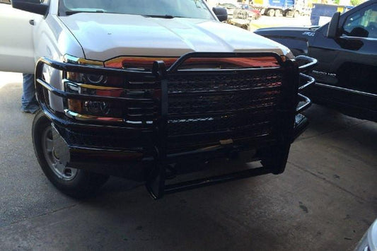 Tough Country Chevy Silverado 2500/3500 2015-2018 Front Bumper with Expanded Metal and Tow Hooks,  Gloss Black Powder Coat Finish TFR3415CLRE