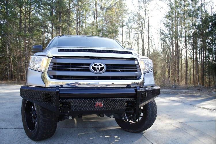 Fab Fours TT14-K2861-1 Toyota Tundra 2014-2021 Black Steel Front Bumper No Guard with Tow Hooks