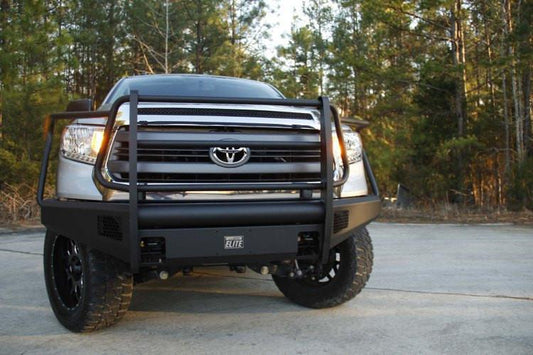 Fab Fours TT14-R2860-1 Toyota Tundra 2014-2021 Black Steel Elite Front Bumper with Full Guard