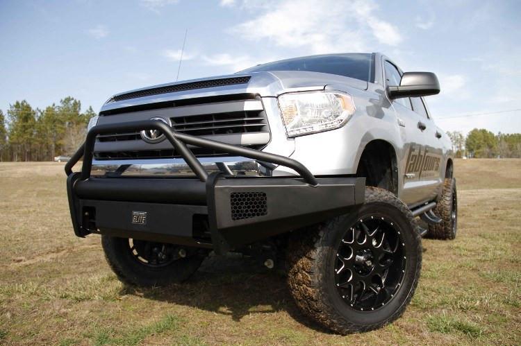 Fab Fours TT14-R2862-1 Toyota Tundra 2014-2021 Black Steel Elite Front Bumper with Pre-Runner Guard