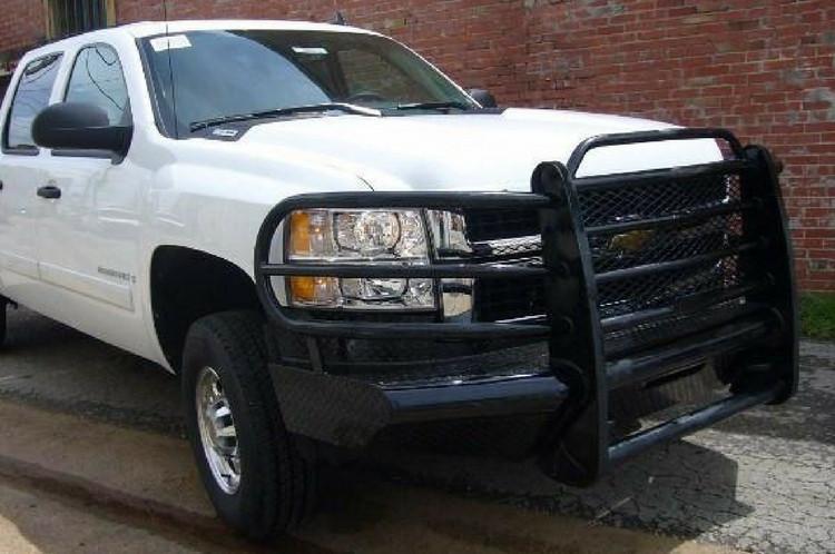 Tough Country Chevy Silverado 2500/3500 2007-2010 Front Bumper with Expanded Metal and Tow Hooks,  Gloss Black Powder Coat Finish TFR3407CLRE