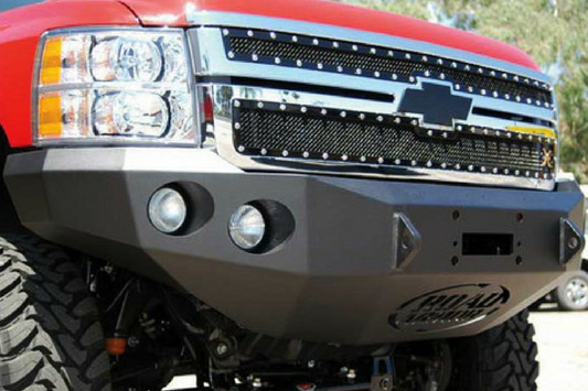 Road Armor Stealth 37200B 2008-2010 Chevy Silverado 2500/3500 Front Winch Ready Bumper No Guard, Black Finish and Round Fog Light Hole
