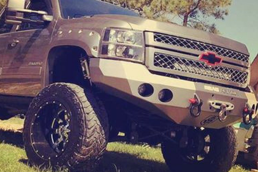 Road Armor Stealth 37200B 2008-2010 Chevy Silverado 2500/3500 Front Winch Ready Bumper No Guard, Black Finish and Round Fog Light Hole