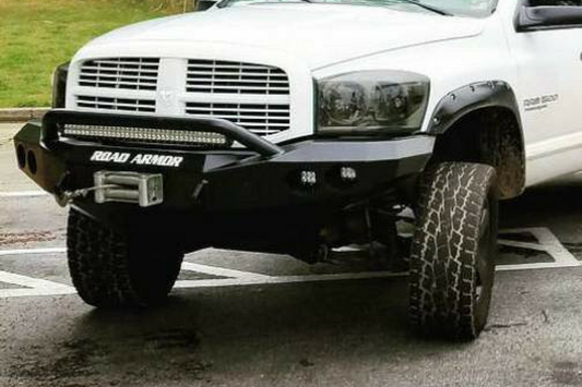 Road Armor Stealth 44074B-NW 2006-2008 Dodge Ram 1500 Front Non-Winch Bumper Pre-Runner Style, Black Finish and Round Fog Light Hole
