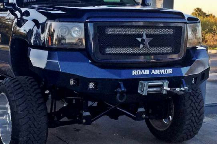 Road Armor Stealth 382R0B 2011-2014 Chevy Silverado 2500/3500 Front Winch Ready Bumper No Guard, Black Finish and Square Fog Light Hole