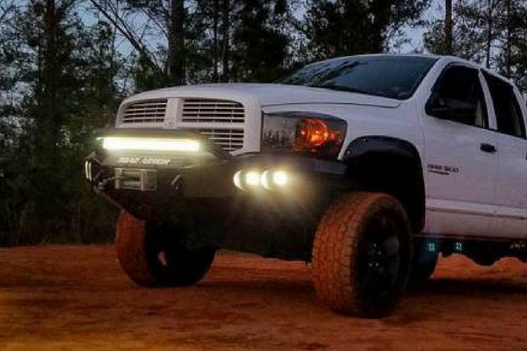 Road Armor Stealth 44074B 2006-2008 Dodge Ram 1500 Front Winch Ready Bumper Pre-Runner Style, Black Finish and Round Fog Light Hole