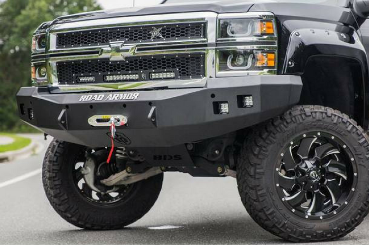 Road Armor Stealth 314R0B 2014-2015 Chevy Silverado 1500 Front Winch Ready Bumper No Guard, Black Finish and Square Fog Light Hole