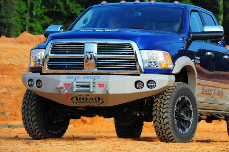 Road Armor 40800B 2010-2018 Dodge Ram 2500/3500 Stealth Front Winch Ready Bumper No Guard, Black Finish and Round Fog Light Hole