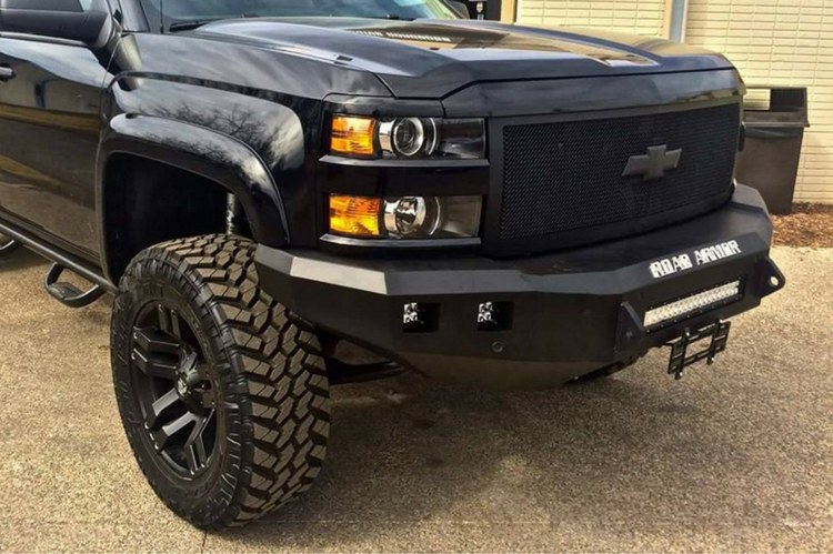 Road Armor Stealth 314R0B 2014-2015 Chevy Silverado 1500 Front Winch Ready Bumper No Guard, Black Finish and Square Fog Light Hole