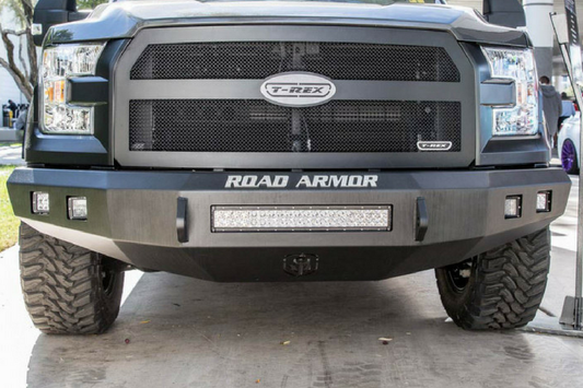 Road Armor 60500B-NW 2005-2007 Ford F250/F350/F450 Superduty Stealth Front Non-Winch Bumper No Guard, Black Finish and Round Fog Light Hole