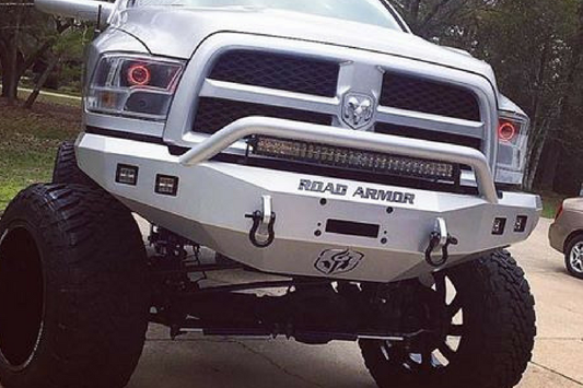 Road Armor Stealth 407R4B-NW 2006-2008 Dodge Ram 1500 Front Non-Winch Bumper Pre-Runner Style, Black Finish and Square Fog Light Hole