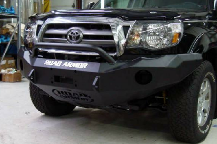 Road Armor Stealth 99014B 2005-2011 Toyota Tacoma Front Winch Ready Bumper Pre-Runner Style, Black Finish and Round Fog Light Hole