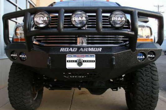 Road Armor Stealth 316R2B 2016-2018 Chevy Silverado 1500 Front Winch Ready Bumper Titan II Grille Guard, Black Finish and Square Fog Light Hole