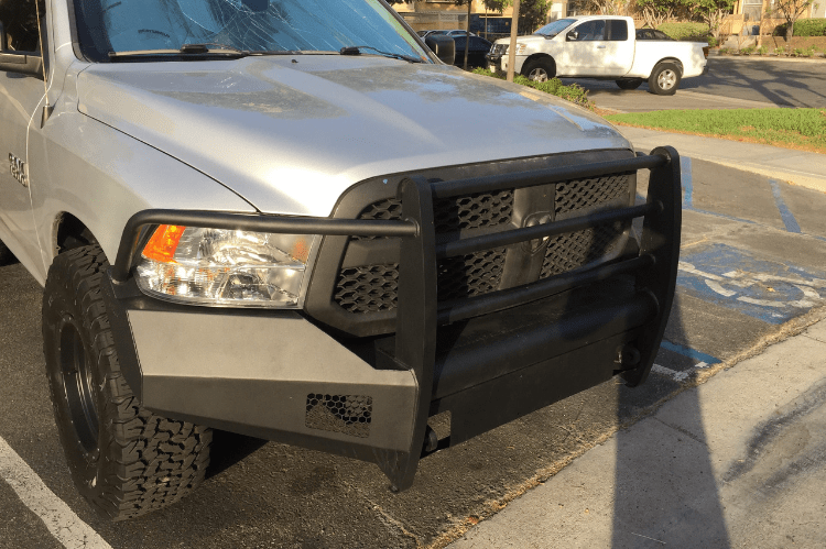Fab Fours DR13-R2960-1 Dodge Ram 1500 2013-2018 Black Steel Elite Front Bumper Full Guard with Tow Hooks