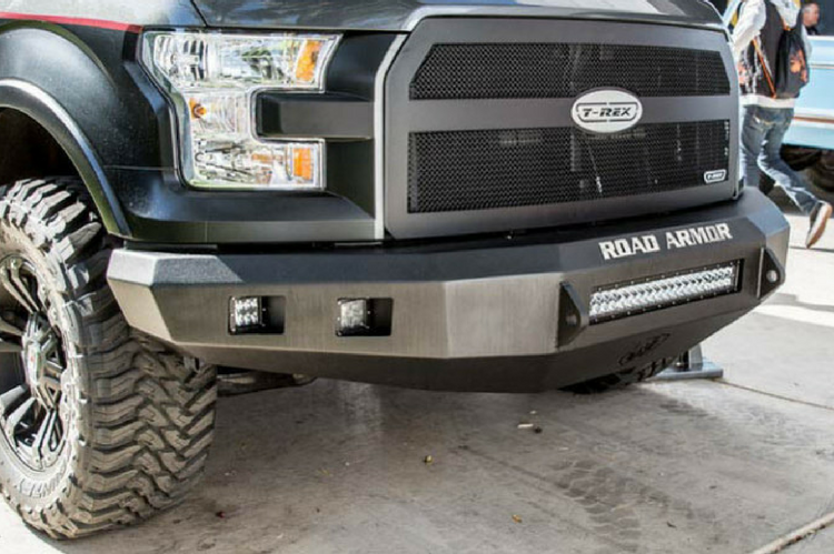 Road Armor Stealth 38200B-NW 2011-2014 Chevy Silverado 2500/3500 Front Non-Winch Bumper No Guard, Black Finish and Round Fog Light Hole