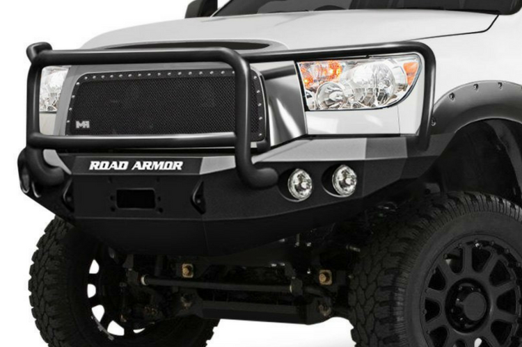 Road Armor Stealth 99031B 2007-2013 Toyota Tundra Front Winch Ready Bumper Lonestar Guard, Black Finish and Round Fog Light Hole