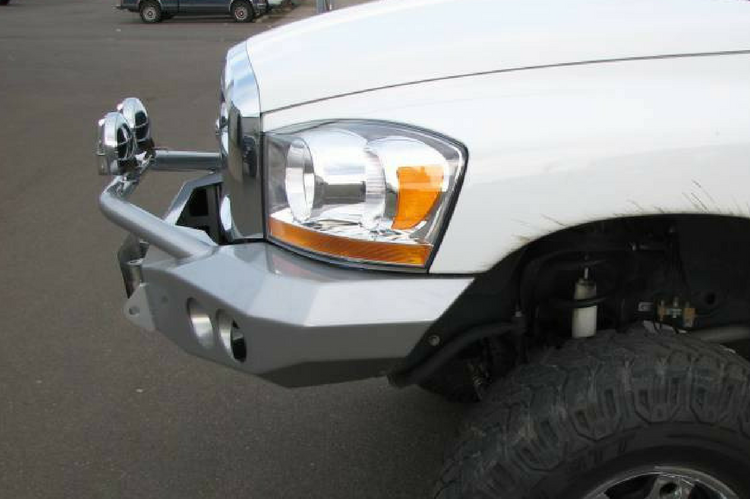 Road Armor Stealth 44064B 2006-2009 Dodge Ram 2500/3500 Front Winch Ready Bumper Pre-Runner Style, Black Finish and Round Fog Light Hole