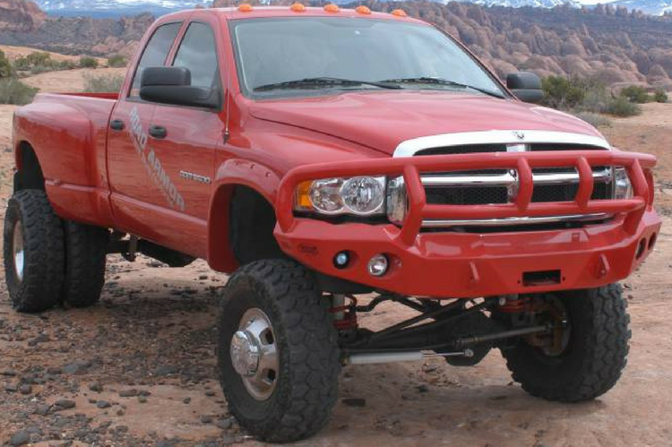 Road Armor Stealth 44042B 2003-2005 Dodge Ram 2500/3500 Stealth Front Winch Ready Bumper Titan II Grille Guard, Black Finish and Round Fog Light Hole