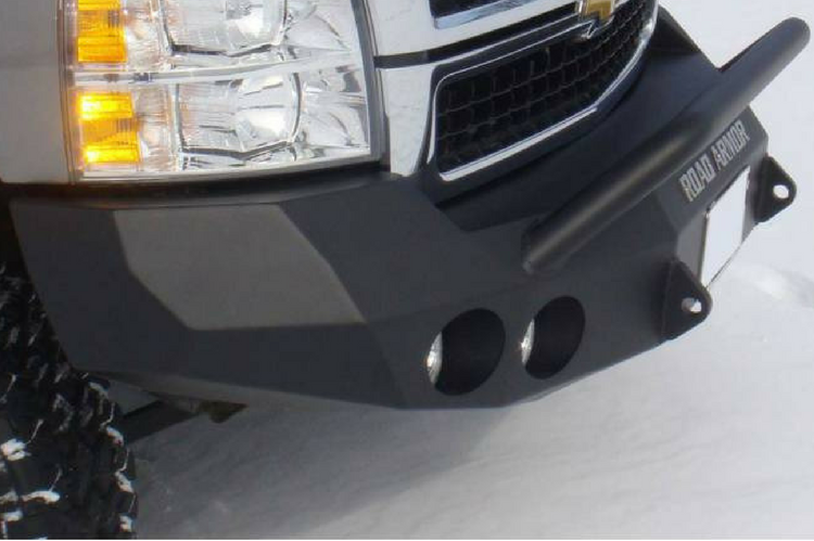Road Armor Stealth 37704B-NW 2008-2013 Chevy Silverado 1500 Front Non-Winch Bumper Pre-Runner Style, Black Finish and Round Fog Light Hole